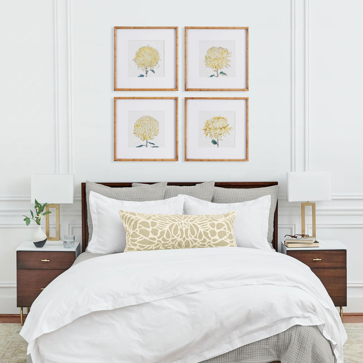 Napa Includes mat CHRYSANTHEMUM PRINTS, SET OF 4