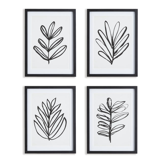 Napa Includes mat SKETCHED LEAF PRINTS, SET OF 4