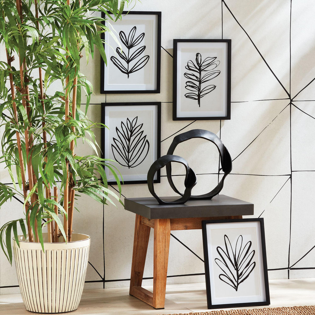 Napa Includes mat SKETCHED LEAF PRINTS, SET OF 4
