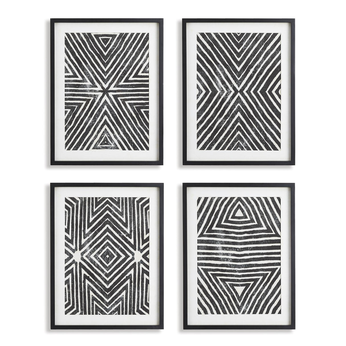 Napa Includes mat ACHROMATIC GEOMETRIC PRINTS, SET OF 4