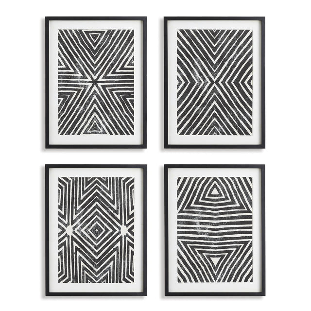 Napa Includes mat ACHROMATIC GEOMETRIC PRINTS, SET OF 4