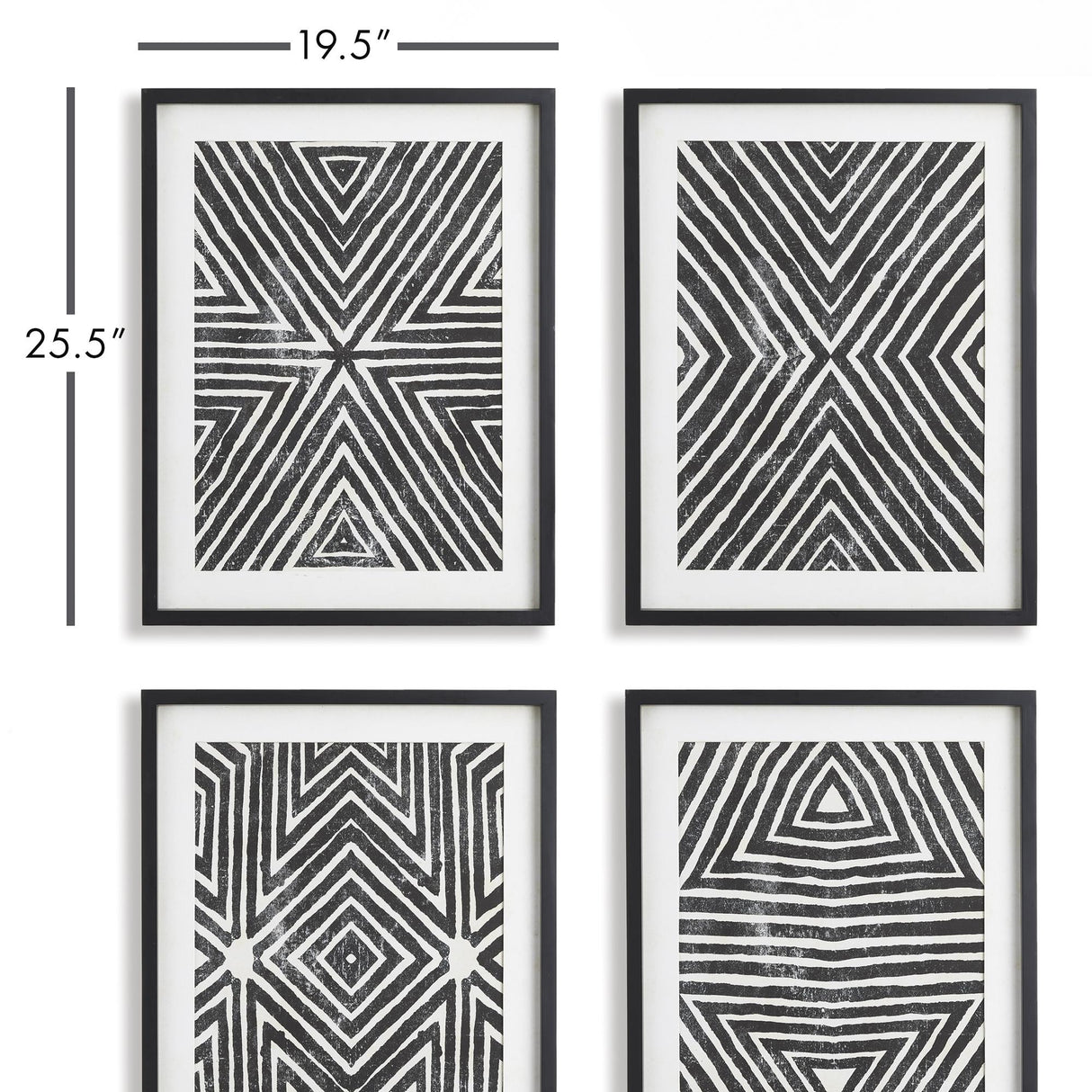 Napa Includes mat ACHROMATIC GEOMETRIC PRINTS, SET OF 4