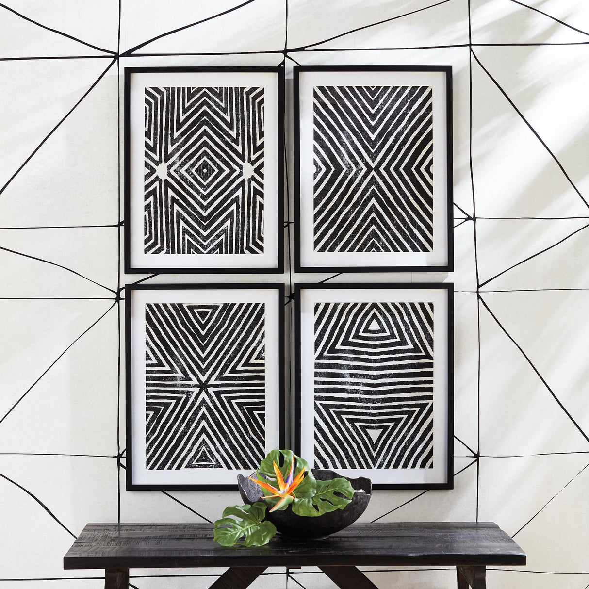 Napa Includes mat ACHROMATIC GEOMETRIC PRINTS, SET OF 4