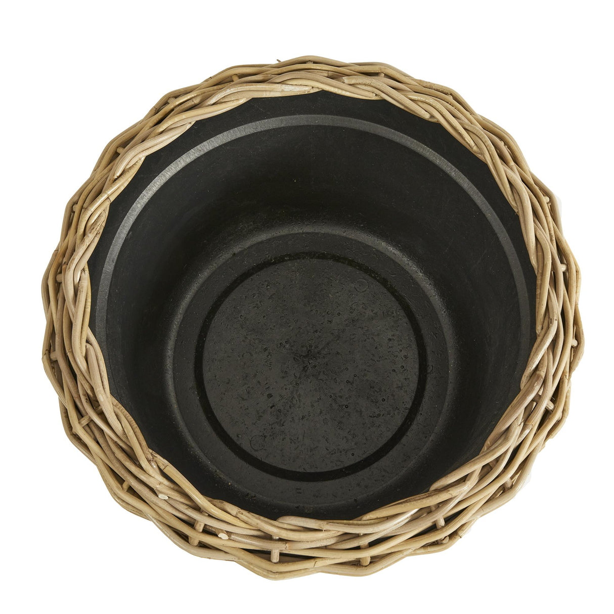 Napa Natural/Black WOVEN RATTAN DRY BASKET PLANT RISER 21.25"