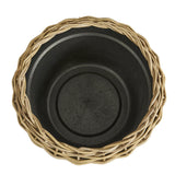 Napa Natural/Black WOVEN RATTAN DRY BASKET PLANT RISER 21.25"