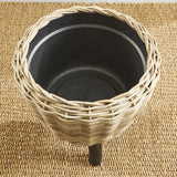 Napa Natural/Black WOVEN RATTAN DRY BASKET PLANT RISER 21.25"