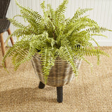 Napa Natural/Black WOVEN RATTAN DRY BASKET PLANT RISER 21.25"