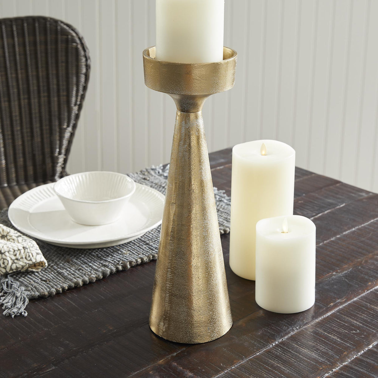 Napa White Ash Gold FLORENCE CANDLE STAND LARGE