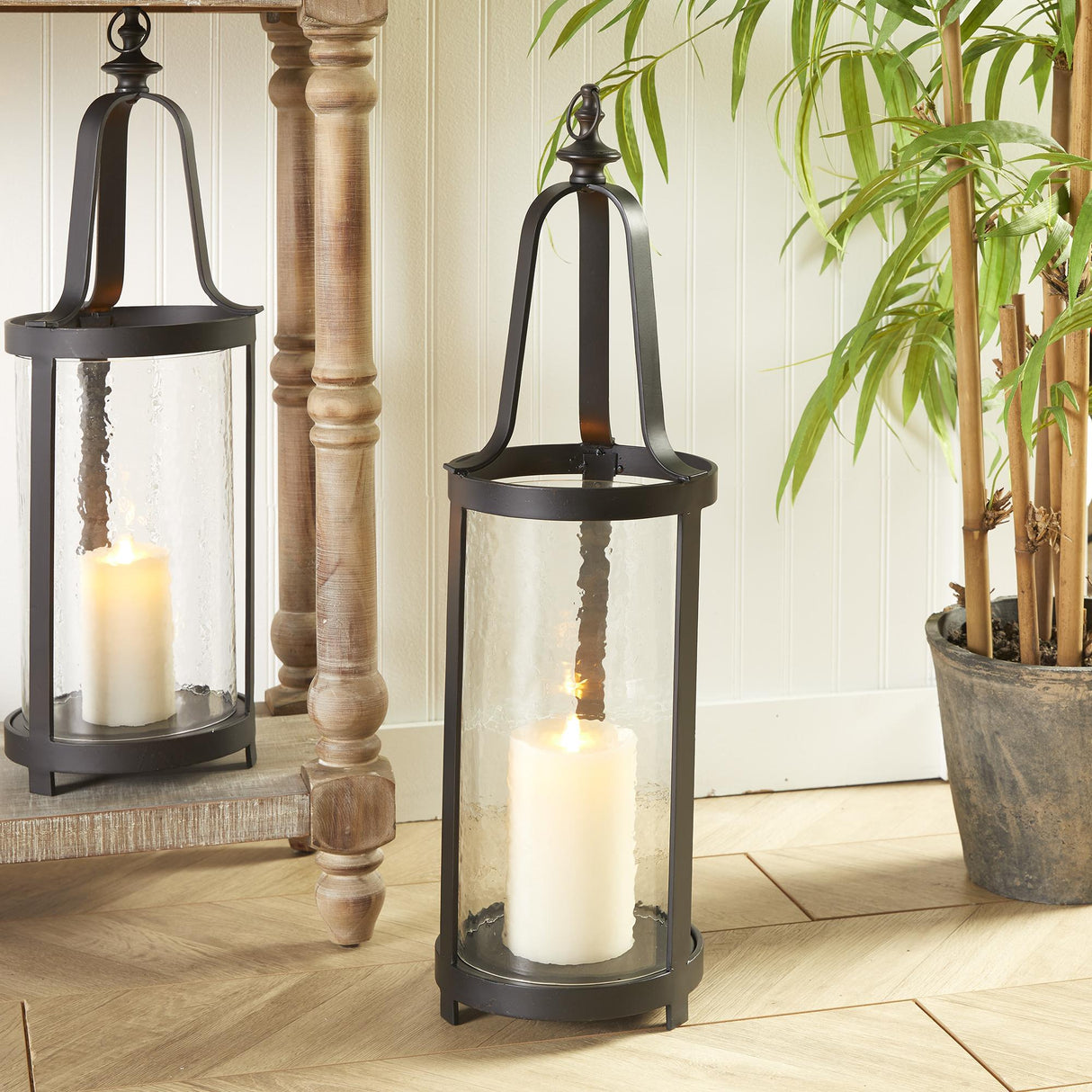 Napa Black Bronze/Hammered Glass EDWIN LANTERN LARGE