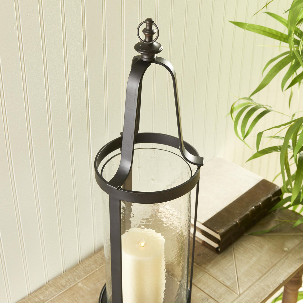 Napa Black Bronze/Hammered Glass EDWIN LANTERN LARGE