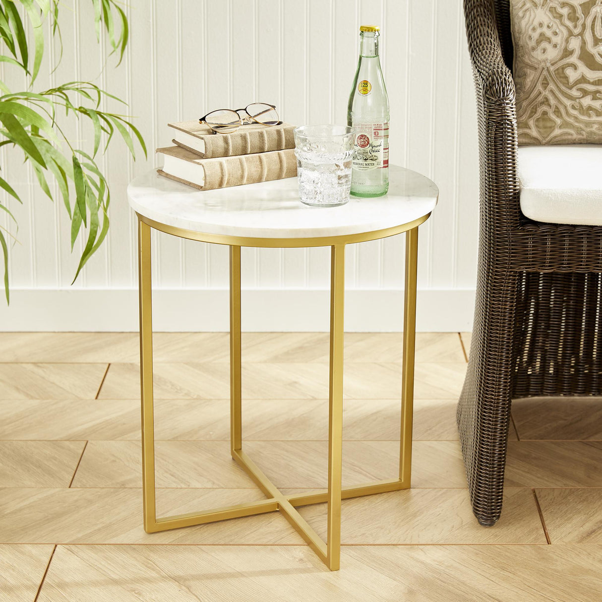 Napa White Marble/Brass AVELINE TABLE