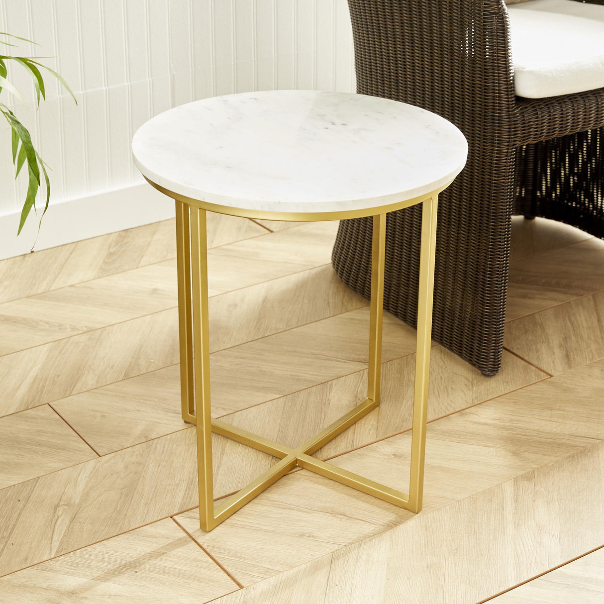 Napa White Marble/Brass AVELINE TABLE