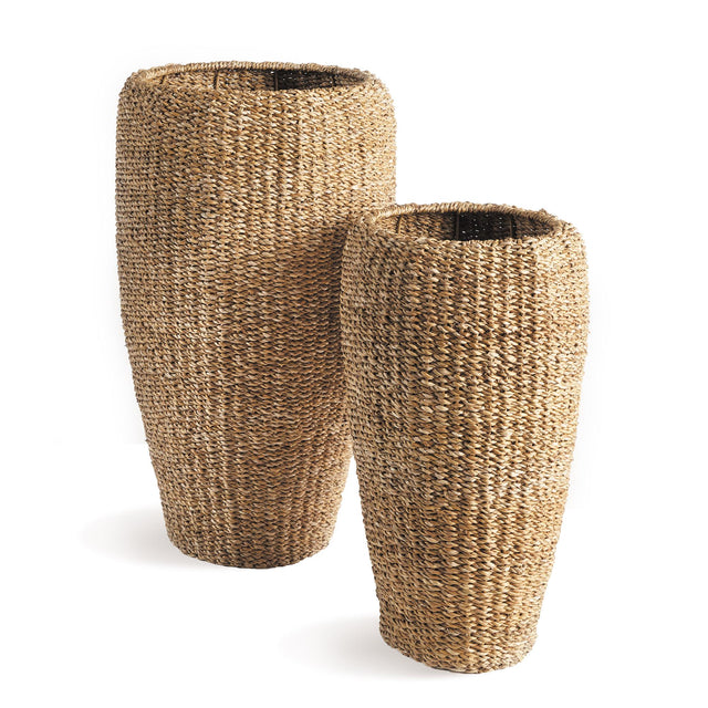 Napa Natural SEAGRASS TALL ROUND PLANTERS, SET OF 2