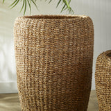 Napa Natural SEAGRASS TALL ROUND PLANTERS, SET OF 2