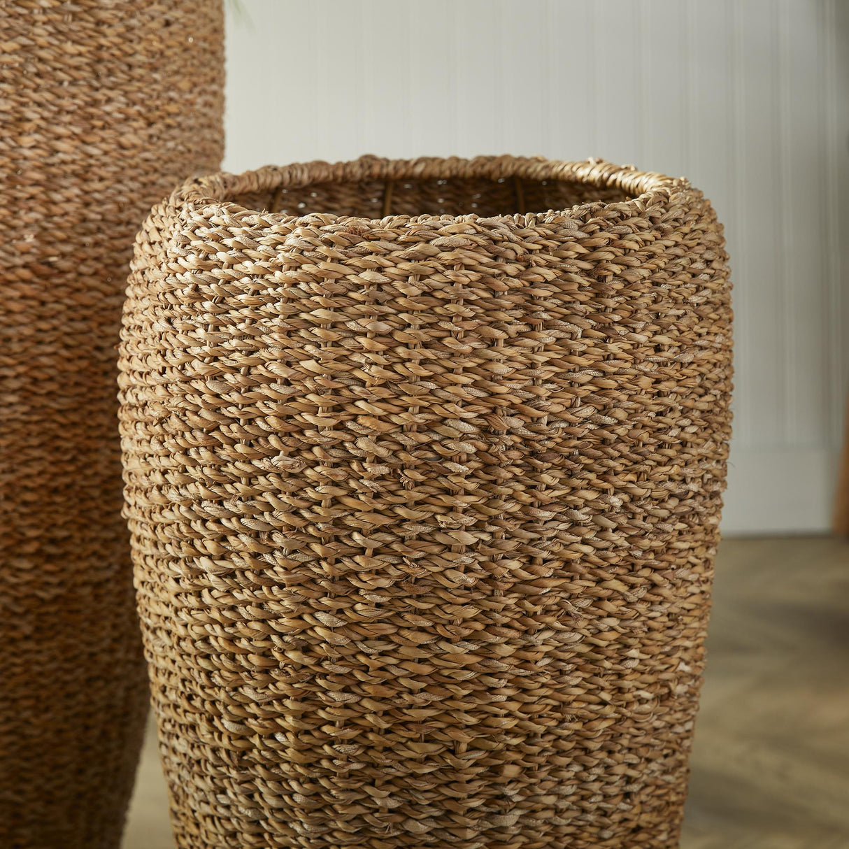 Napa Natural SEAGRASS TALL ROUND PLANTERS, SET OF 2