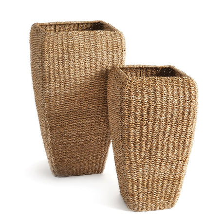 Napa Natural SEAGRASS TALL SQUARE PLANTERS, SET OF 2
