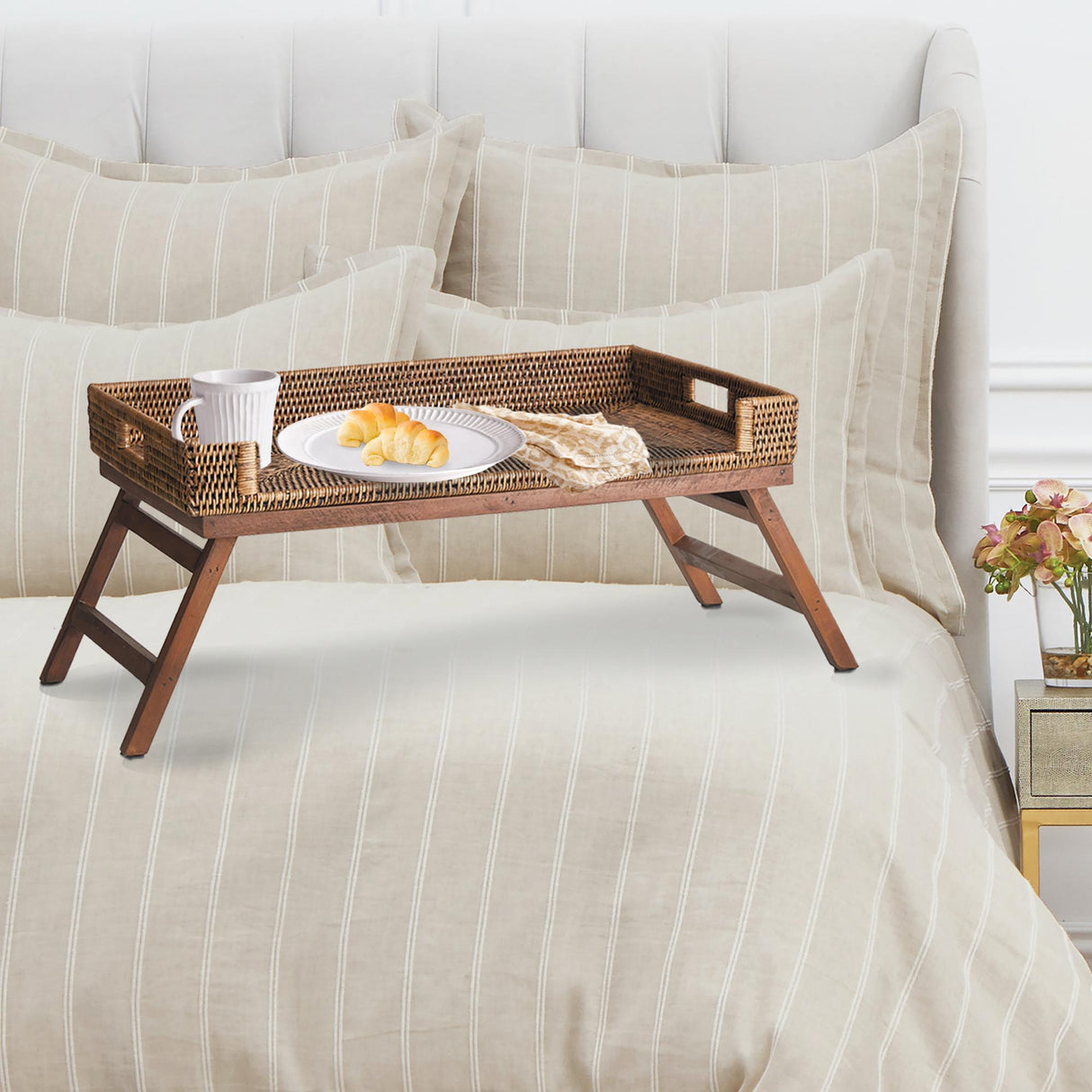 Napa Warm Brown BURMA RATTAN LAP TRAY TABLE