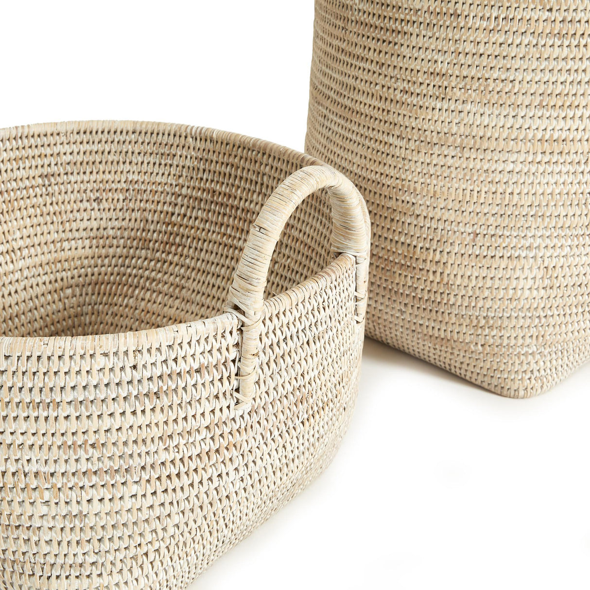 Napa Whitewash BURMA RATTAN ORCHARD BASKETS, SET OF 2