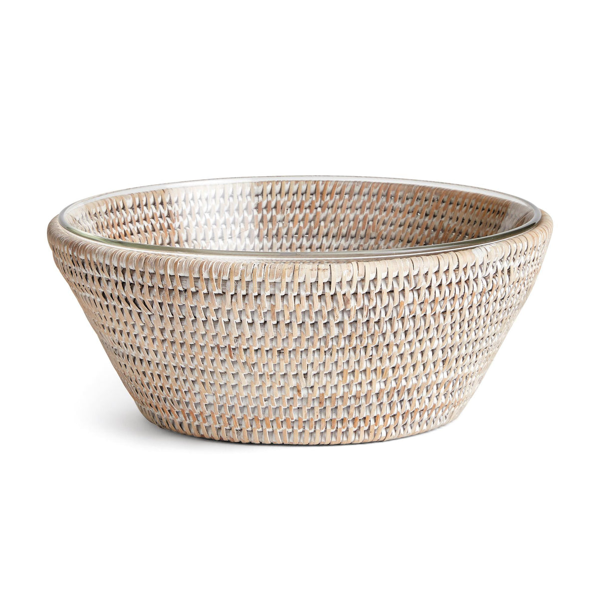 Napa Whitewash BURMA RATTAN SERVING BOWL 10.75"