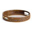 Napa Warm Brown BURMA RATTAN ROUND SERVING TRAY