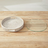 Napa Whitewash BURMA RATTAN ROUND SERVING TRAY