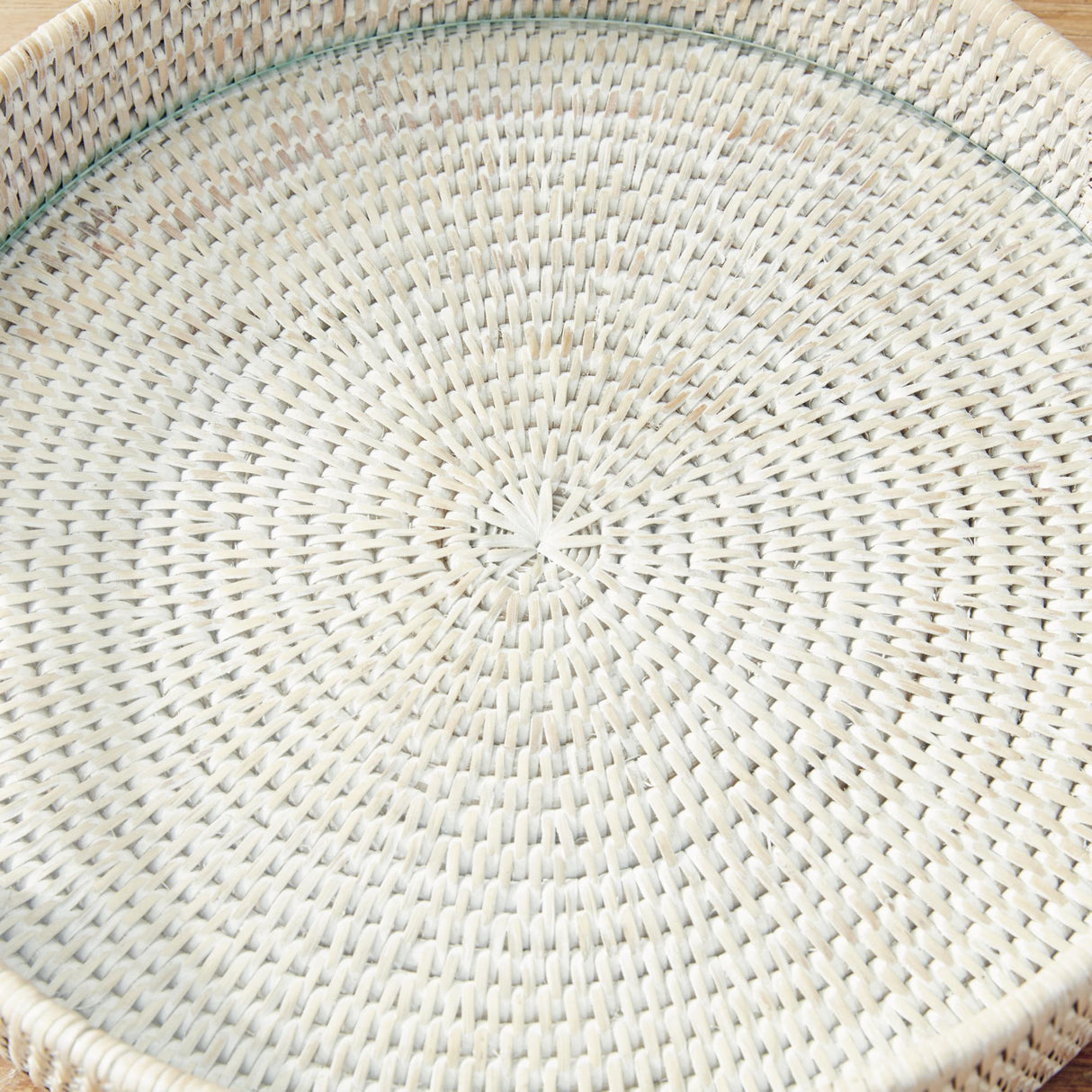 Napa Whitewash BURMA RATTAN ROUND SERVING TRAY