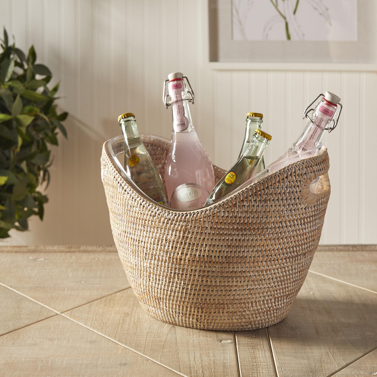 Napa Whitewash BURMA RATTAN BEVERAGE TUB LARGE