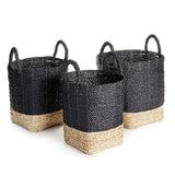 Napa Black/Natural MADURA MARKET BASKETS, SET OF 3