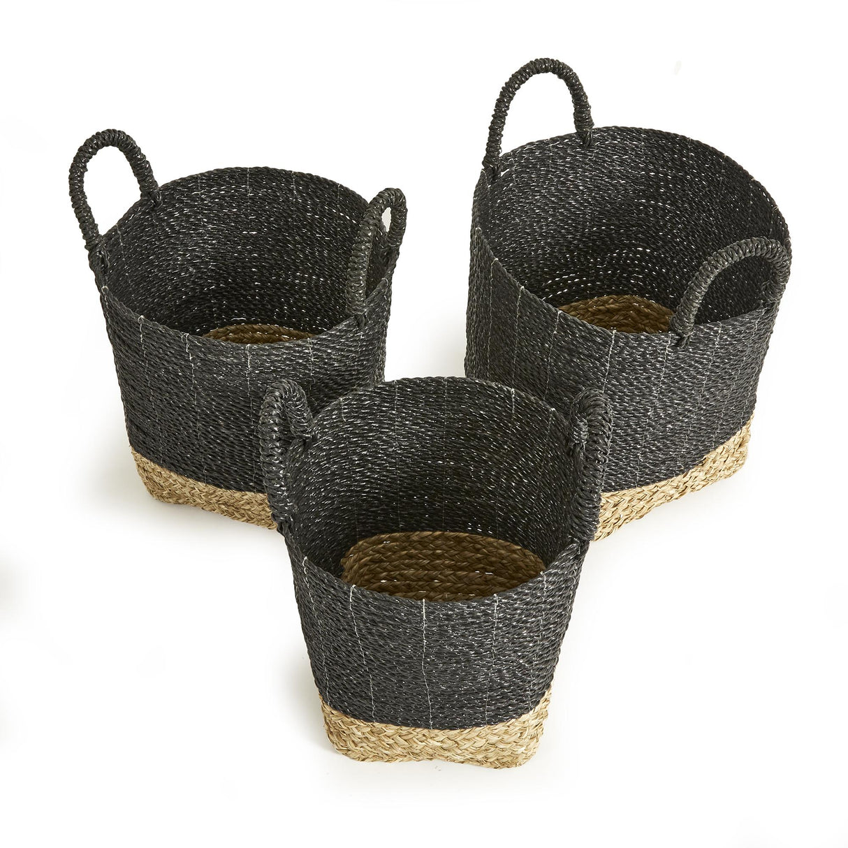 Napa Black/Natural MADURA MARKET BASKETS, SET OF 3