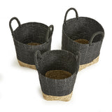 Napa Black/Natural MADURA MARKET BASKETS, SET OF 3