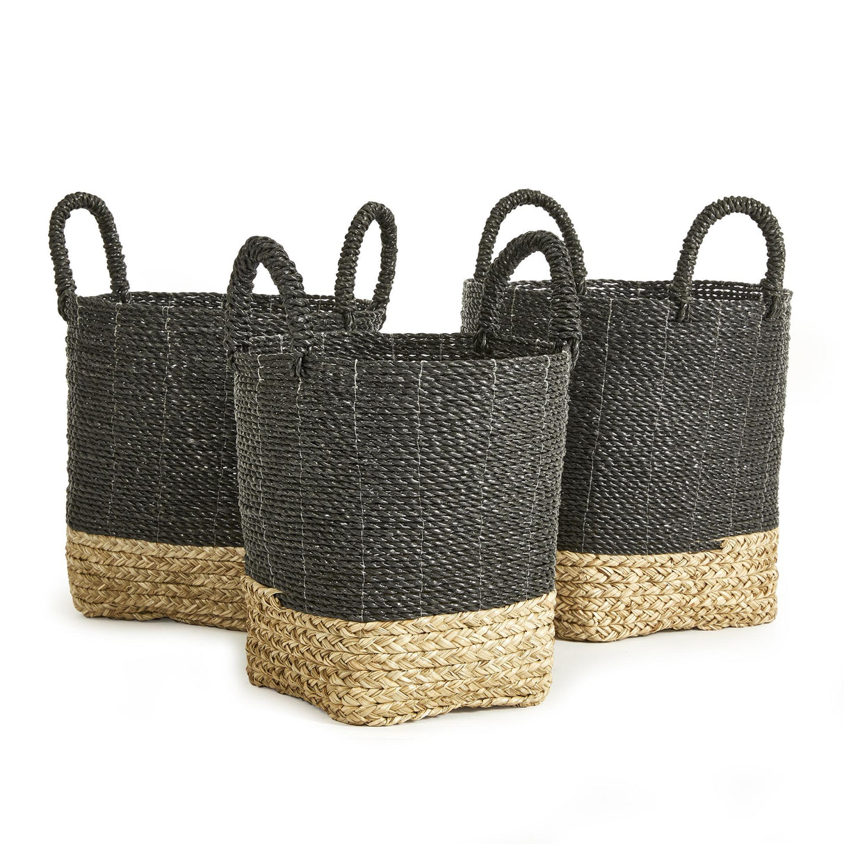 Napa Black/Natural MADURA MARKET BASKETS, SET OF 3