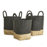 Napa Black/Natural MADURA MARKET BASKETS, SET OF 3