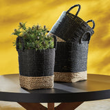 Napa Black/Natural MADURA MARKET BASKETS, SET OF 3