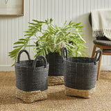 Napa Black/Natural MADURA MARKET BASKETS, SET OF 3