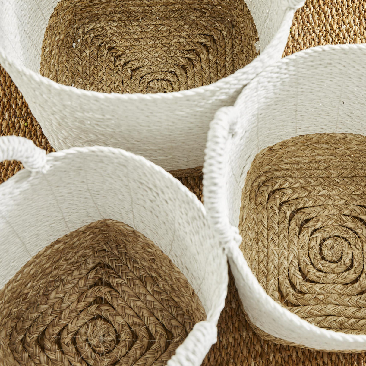 Napa White/Natural MADURA MARKET BASKETS, SET OF 3