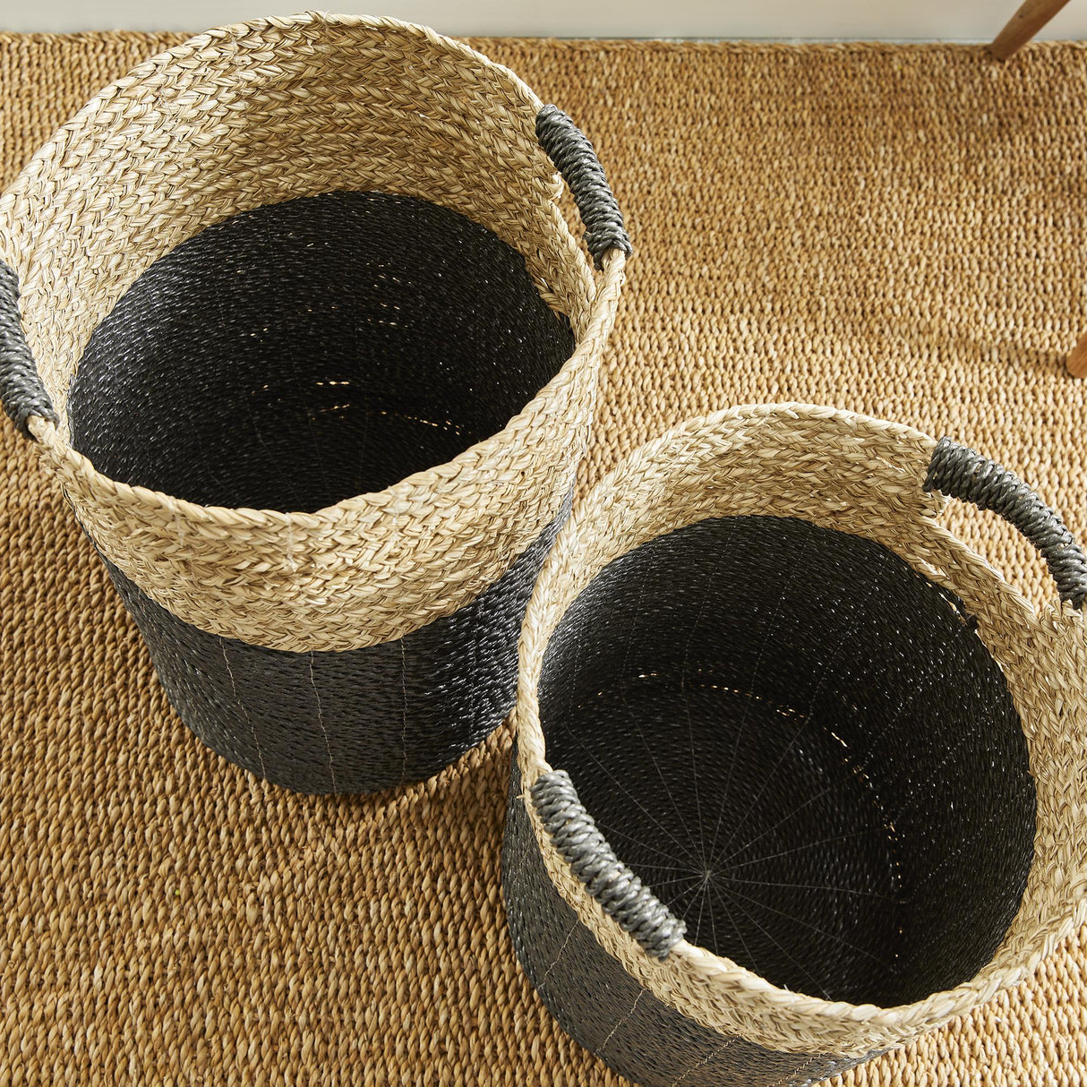 Napa Black/Natural MADURA HAMPER BASKETS, SET OF 2