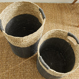 Napa Black/Natural MADURA HAMPER BASKETS, SET OF 2