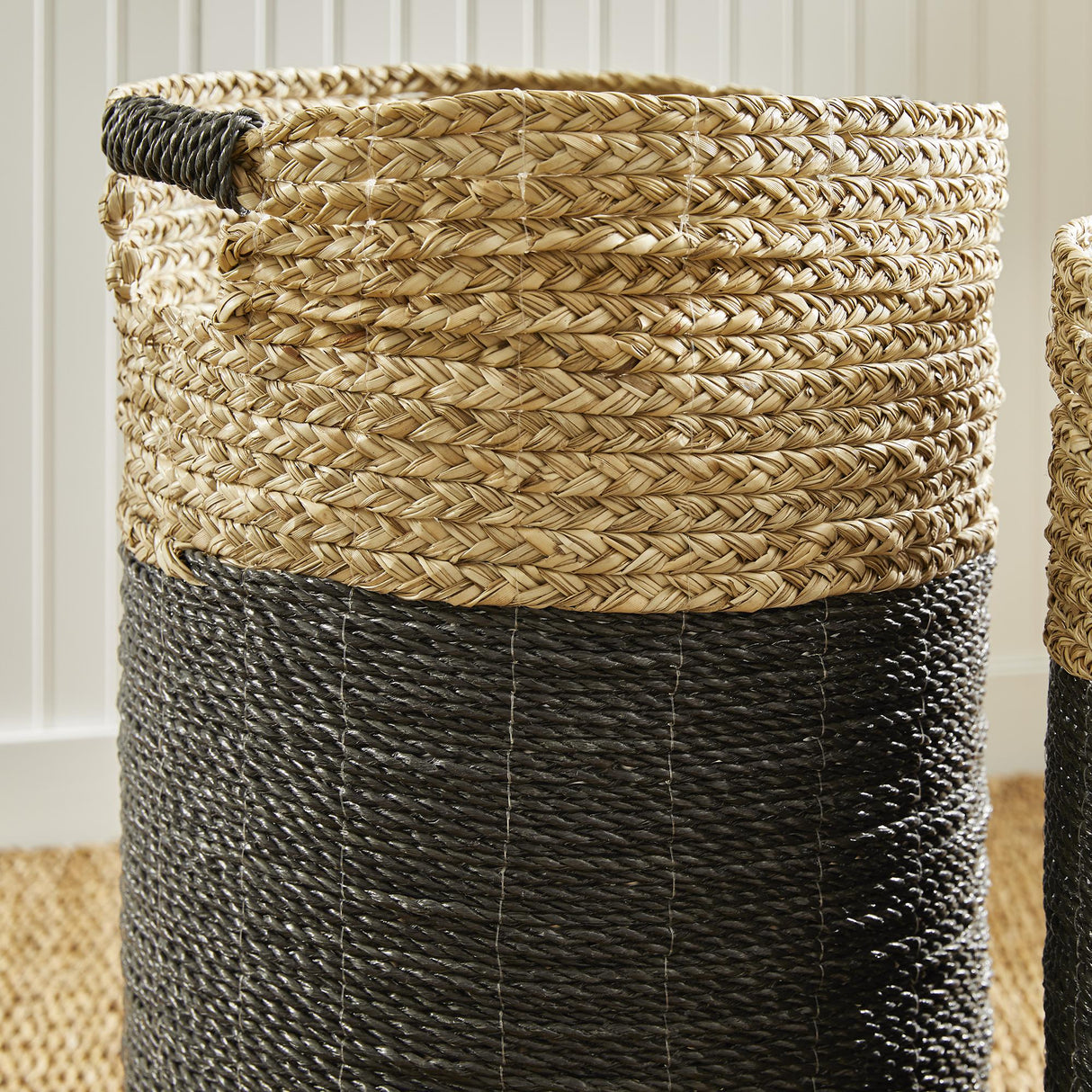 Napa Black/Natural MADURA HAMPER BASKETS, SET OF 2