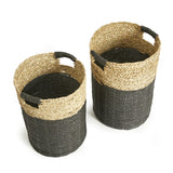 Napa Black/Natural MADURA HAMPER BASKETS, SET OF 2