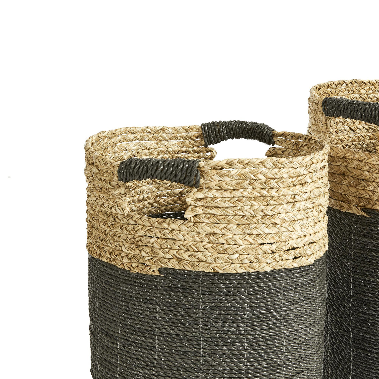 Napa Black/Natural MADURA HAMPER BASKETS, SET OF 2