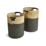 Napa Black/Natural MADURA HAMPER BASKETS, SET OF 2