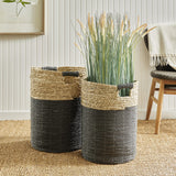 Napa Black/Natural MADURA HAMPER BASKETS, SET OF 2