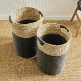 Napa Black/Natural MADURA HAMPER BASKETS, SET OF 2