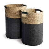 Napa Black/Natural MADURA HAMPER BASKETS, SET OF 2
