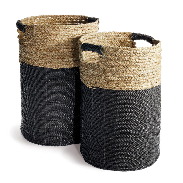 Napa Black/Natural MADURA HAMPER BASKETS, SET OF 2