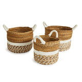Napa Natural/White KEY LARGO ROUND BASKETS, SET OF 3