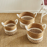 Napa Natural/White KEY LARGO ROUND BASKETS, SET OF 3