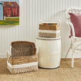 Napa Natural/White KEY LARGO RECTANGULAR BASKETS, SET OF 3