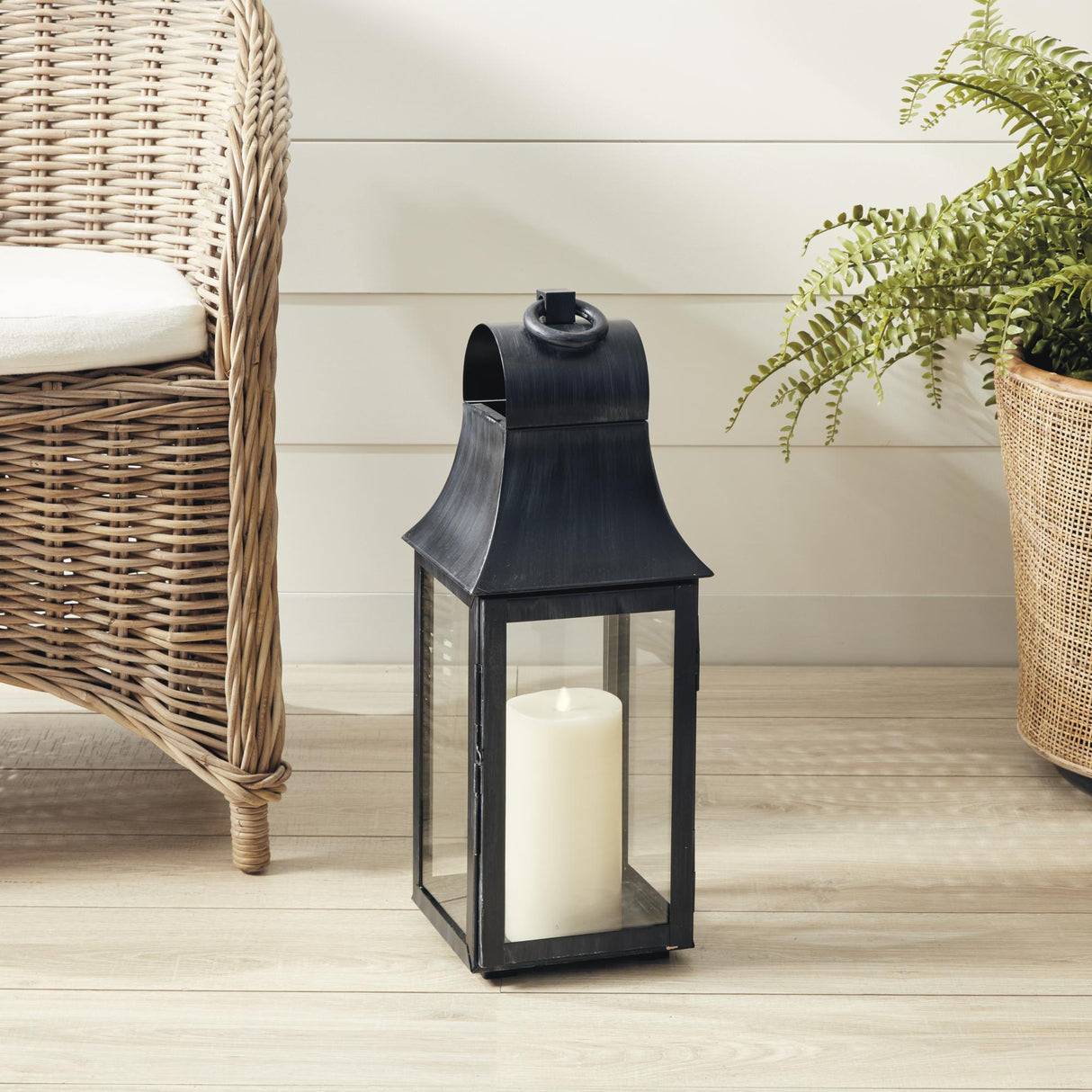 Napa Washed Black GENEVA OUTDOOR LANTERN 21.5"