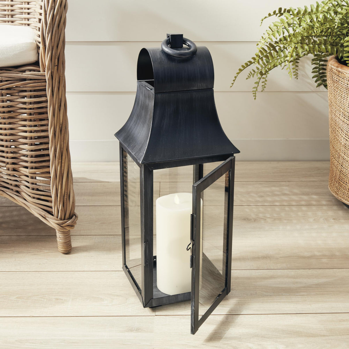 Napa Washed Black GENEVA OUTDOOR LANTERN 21.5"